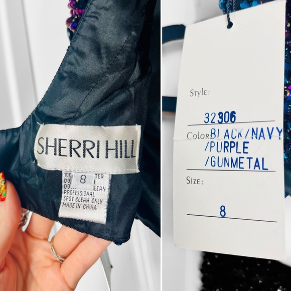 Sherri Hill Ombre Fully Beaded Two Piece Jumpsuit Set Crop Top & Pants 8 32306 - Picture 8 of 15